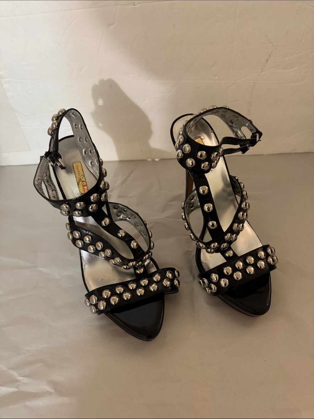 Report Signature Black Studded Strappy platform High Heel Sandals